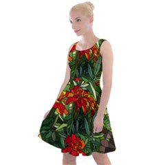 Flower Stained Glass Window Knee Length Skater Dress