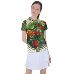 Flower Stained Glass Window Women s Polo Tee