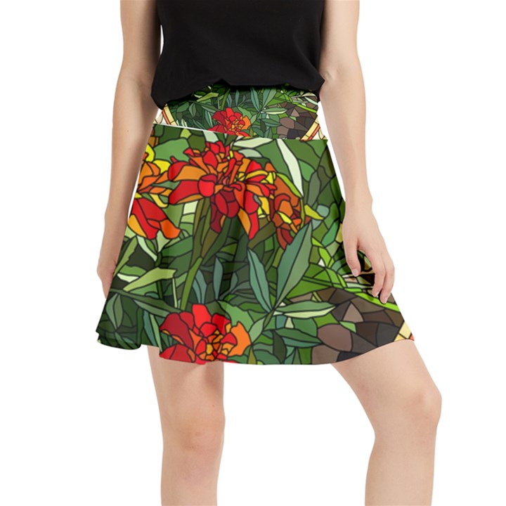 Flower Stained Glass Window Waistband Skirt