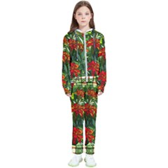 Flower Stained Glass Window Kids  Tracksuit by Jancukart