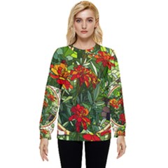 Flower Stained Glass Window Hidden Pocket Sweatshirt