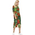 Flower Stained Glass Window Bow Sleeve Chiffon Midi Dress View3