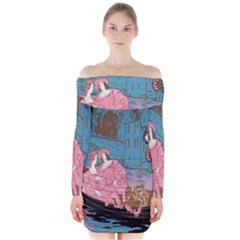 Gondola Ride   Long Sleeve Off Shoulder Dress by ConteMonfrey