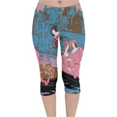 Gondola Ride   Velvet Capri Leggings  by ConteMonfrey