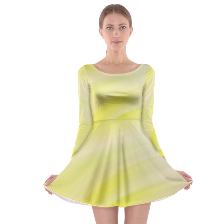 Gradient green yellow Long Sleeve Skater Dress