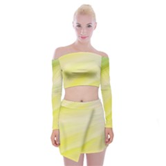 Gradient Green Yellow Off Shoulder Top With Mini Skirt Set by ConteMonfrey