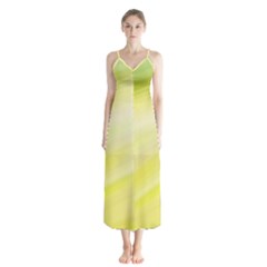 Gradient Green Yellow Button Up Chiffon Maxi Dress by ConteMonfrey