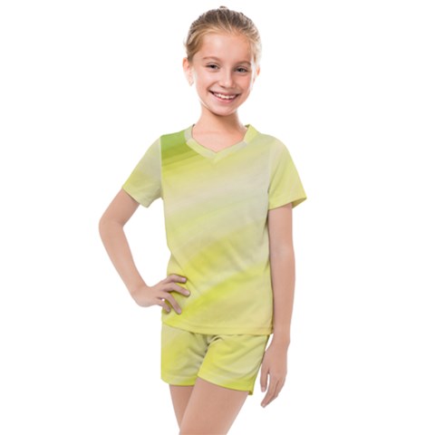 Gradient Green Yellow Kids  Mesh Tee And Shorts Set by ConteMonfrey