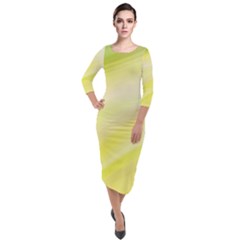 Gradient Green Yellow Quarter Sleeve Midi Velour Bodycon Dress by ConteMonfrey