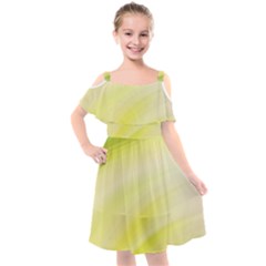 Gradient Green Yellow Kids  Cut Out Shoulders Chiffon Dress by ConteMonfrey