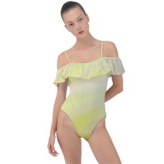 Gradient Green Yellow Frill Detail One Piece Swimsuit by ConteMonfrey