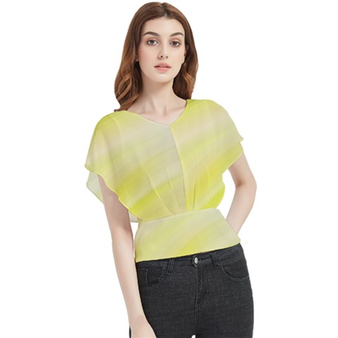 Gradient Green Yellow Butterfly Chiffon Blouse by ConteMonfrey