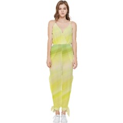 Gradient Green Yellow Sleeveless Tie Ankle Chiffon Jumpsuit by ConteMonfrey