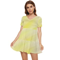 Gradient Green Yellow Tiered Short Sleeve Babydoll Dress by ConteMonfrey