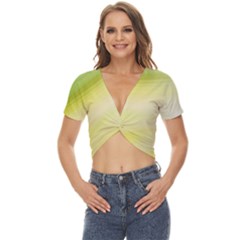 Gradient Green Yellow Twist Front Crop Top by ConteMonfrey