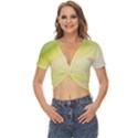 Gradient green yellow Twist Front Crop Top View1