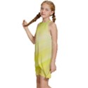 Gradient green yellow Kids  Halter Collar Waist Tie Chiffon Dress View2