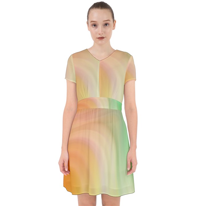 Gradient orange, green - Colors fest Adorable in Chiffon Dress