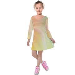 Gradient Orange, Green - Colors Fest Kids  Long Sleeve Velvet Dress by ConteMonfrey