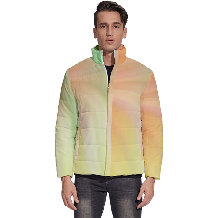 Gradient orange, green - Colors fest Men s Puffer Bubble Jacket Coat