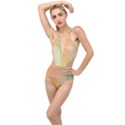 Gradient orange, green - Colors fest Plunging Cut Out Swimsuit View1