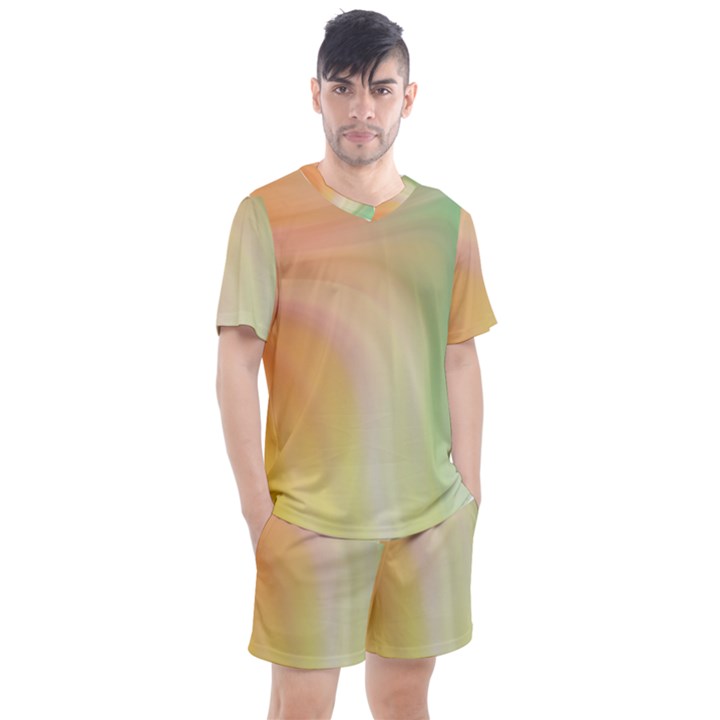 Gradient orange, green - Colors fest Men s Mesh Tee and Shorts Set