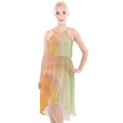 Gradient Orange, Green - Colors Fest High-low Halter Chiffon Dress  by ConteMonfrey