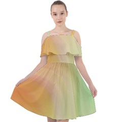 Gradient Orange, Green - Colors Fest Cut Out Shoulders Chiffon Dress by ConteMonfrey