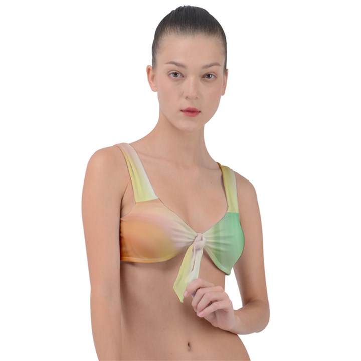 Gradient orange, green - Colors fest Front Tie Bikini Top