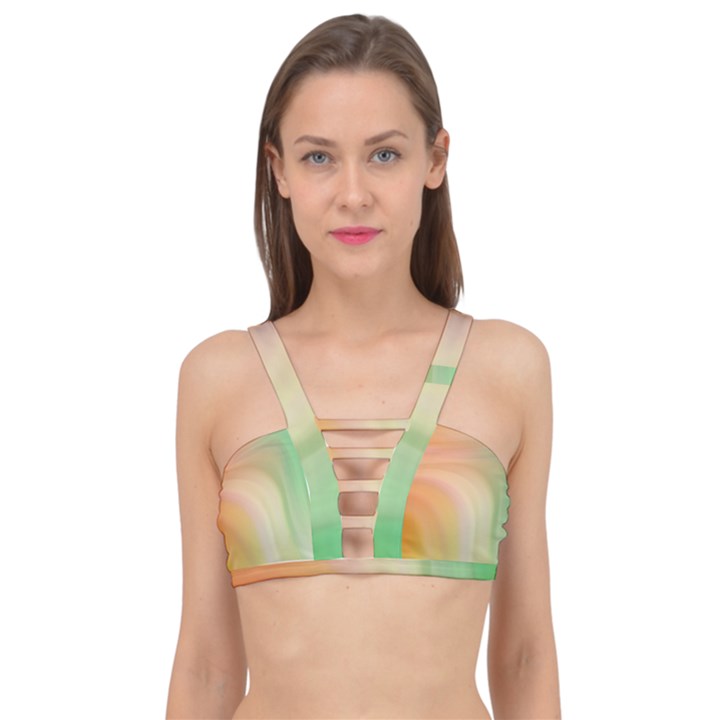 Gradient orange, green - Colors fest Cage Up Bikini Top