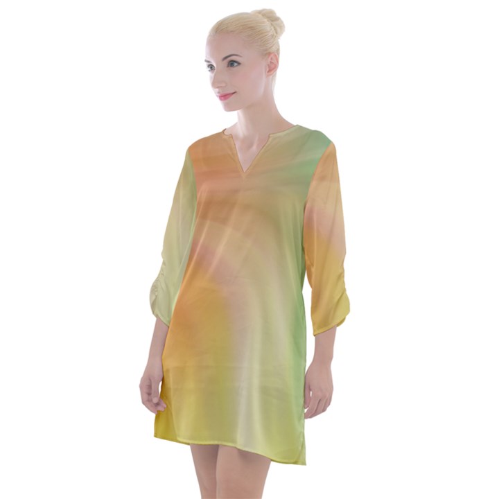 Gradient orange, green - Colors fest Open Neck Shift Dress