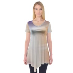 Gradient Purple, Orange, Blue Short Sleeve Tunic  by ConteMonfrey