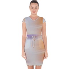 Gradient Purple, Orange, Blue Capsleeve Drawstring Dress  by ConteMonfrey