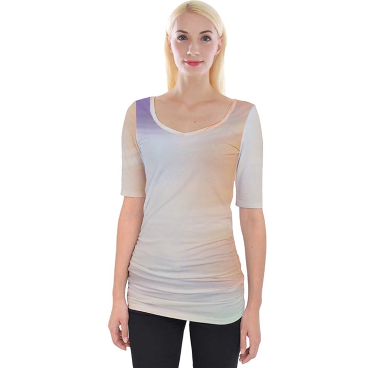 Gradient purple, orange, blue Wide Neckline Tee