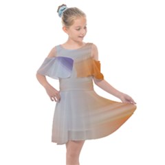 Gradient Purple, Orange, Blue Kids  Shoulder Cutout Chiffon Dress by ConteMonfrey