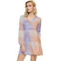 Gradient purple, orange Tiered Long Sleeve Mini Dress View1