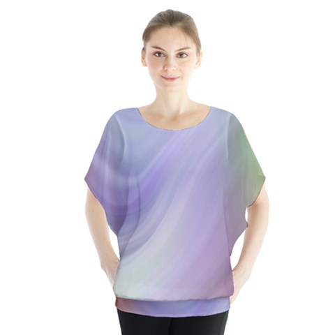 Gradient Blue, Orange, Green Batwing Chiffon Blouse by ConteMonfrey