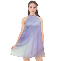 Gradient Blue, Orange, Green Halter Neckline Chiffon Dress  by ConteMonfrey