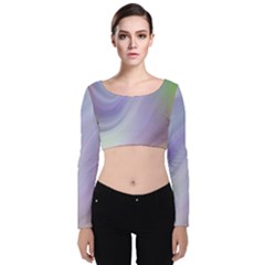 Gradient Blue, Orange, Green Velvet Long Sleeve Crop Top by ConteMonfrey