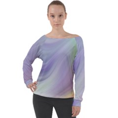 Gradient Blue, Orange, Green Off Shoulder Long Sleeve Velour Top by ConteMonfrey