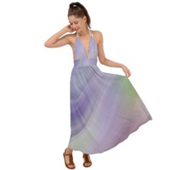 Gradient Blue, Orange, Green Backless Maxi Beach Dress by ConteMonfrey