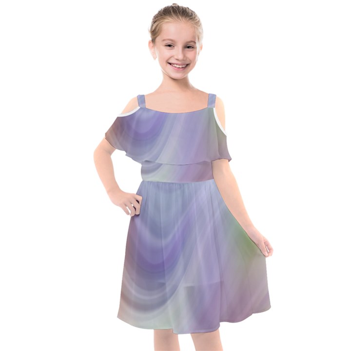 Gradient Blue, orange, green Kids  Cut Out Shoulders Chiffon Dress