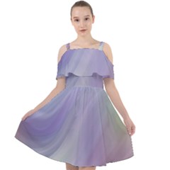 Gradient Blue, Orange, Green Cut Out Shoulders Chiffon Dress by ConteMonfrey