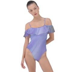 Gradient Blue, Orange, Green Frill Detail One Piece Swimsuit by ConteMonfrey