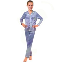 Gradient Blue, Orange, Green Kid s Satin Long Sleeve Pajamas Set