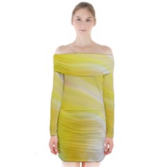 Gradient Green Yellow Long Sleeve Off Shoulder Dress by ConteMonfrey