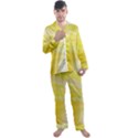 Gradient green yellow Men s Long Sleeve Satin Pajamas Set View1