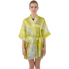 Gradient Green Yellow Half Sleeve Satin Kimono  by ConteMonfrey