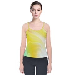 Gradient Green Yellow Velvet Spaghetti Strap Top by ConteMonfrey