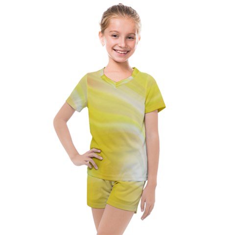 Gradient Green Yellow Kids  Mesh Tee And Shorts Set by ConteMonfrey